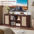 thumbnail image 6 of Boho TV Stand for TVs up to 65", Rattan Entertainment Center with Storage Cabinets & Adjustable Shelves, TV Console Table for Living Room, Walnut, 6 of 7