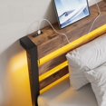 thumbnail image 2 of Heavy Duty Twin Size Platform Bed Frame Featuring USB Charging & LED Strip, No Box Spring, Sturdy Slats, Brown, 2 of 14