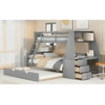 thumbnail image 4 of EUROCO Wood Twin over Full Bunk Bed with Twin Trundle, Built-in Desk with Shelf and 3 Drawers for Kids Teens Adults, 3-in-1 Beds, Gray, 4 of 16
