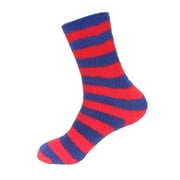 Super Soft Warm Microfiber Fuzzy Extra Large Team Spirit Socks - Striped Red and Blue - 4 pr