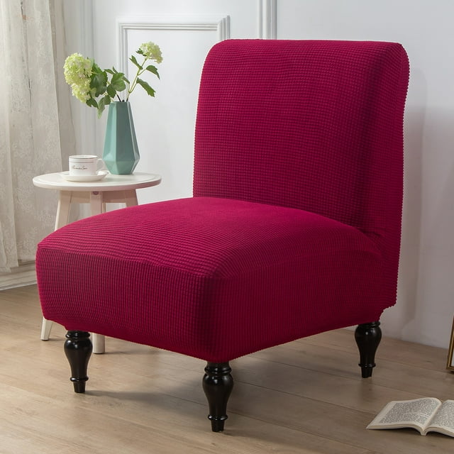 Nvzi Fundas elásticas para sillón sin brazos, funda de jacquard para sofá individual, funda protectora para sillón sin brazos, funda extraíble (roja)