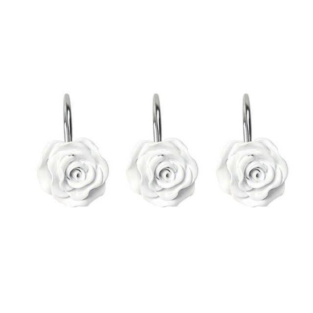 Miangastore 12 Pcs Cintre de Rideau de Bain Style Rétro Blanc avec Surface Non Poreuse pour Salon
