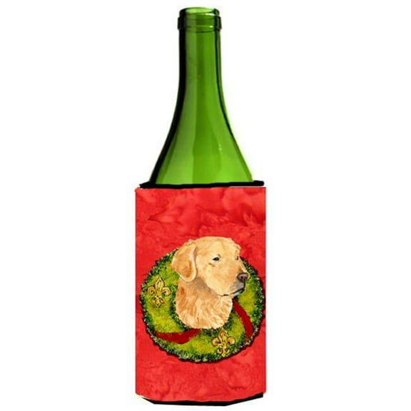 Golden Retriever Christmas Wreath Wine bottle sleeve Hugger - 24 oz.