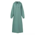 thumbnail image 5 of VSSSJ Women Long Sleeve Loose Oversized Midi Hoodie Sweatshirt Dresses Solid Color Casual Crewneck Long Pullover Dress with Pockets Green XL, 5 of 6