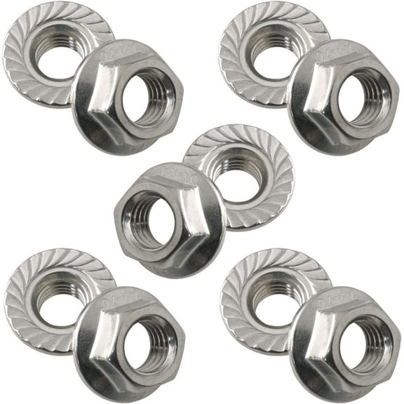 LUU-M10 Serrated Flange Hex Lock Nut 10PCS 15mm Stainless Steel Serrated Flange Metric Hex Lock Nuts_SAI