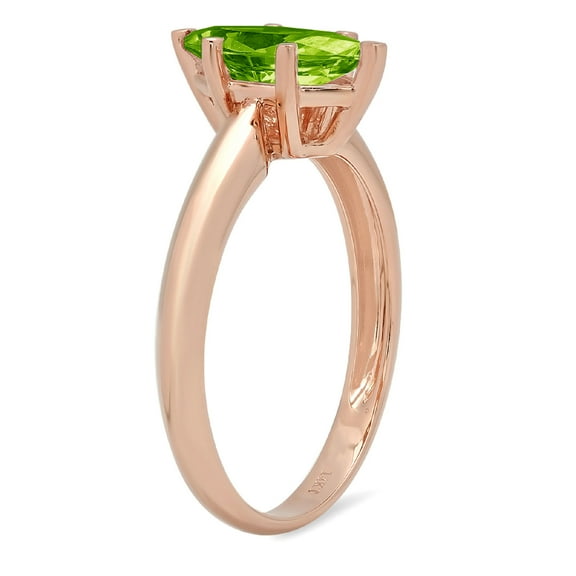 1 ct Marquise Cut Natural Peridot Solitaire Engagement Ring for Women in 18K Rose Gold