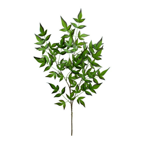 Simulation Nantian bamboo single branch-16 fan-faced Nantian bamboo dark green A06124 silk cloth/wire