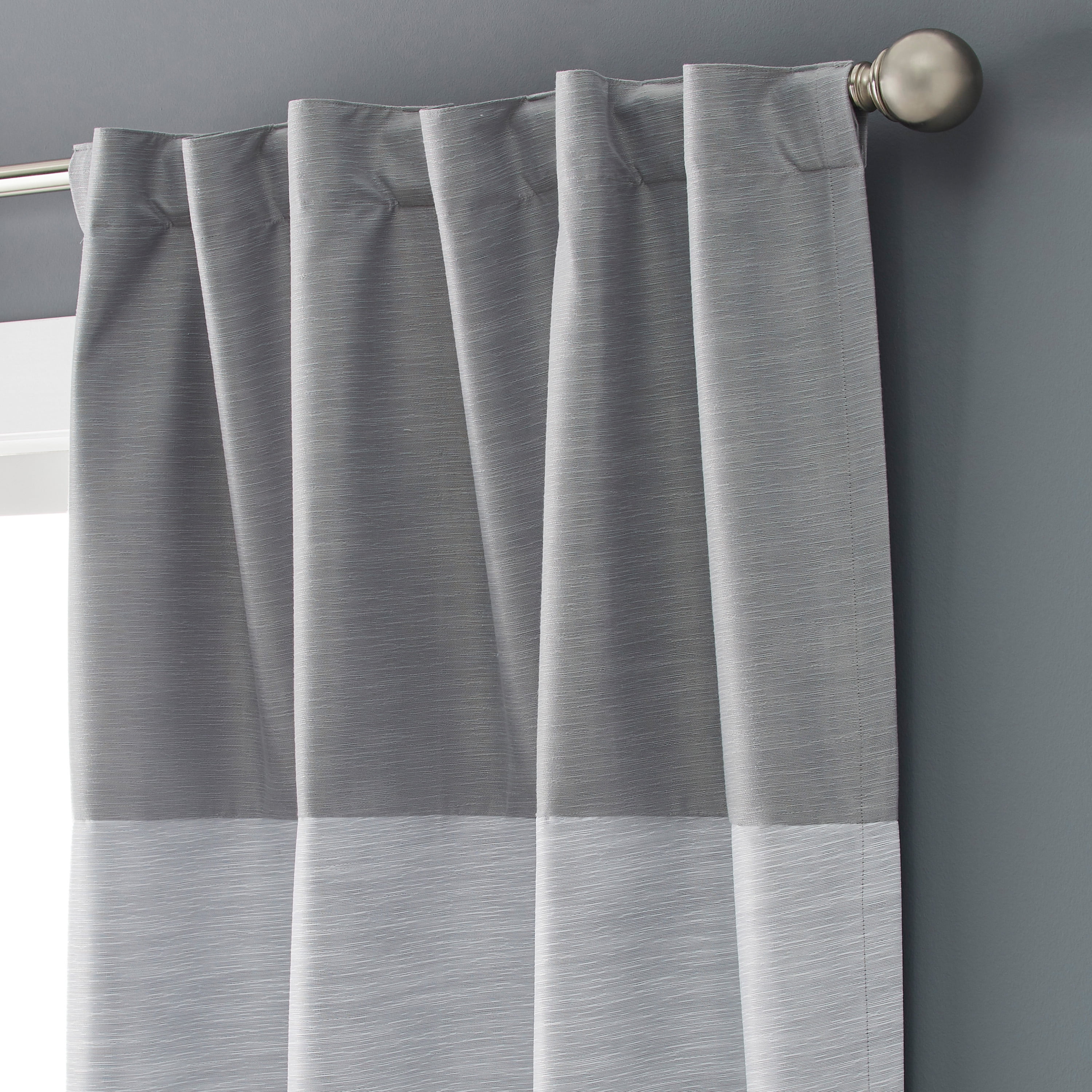 Better Homes & Gardens Colorblock Rod Pocket and Back Tab Blackout Curtain Panel, 1-Piece, Silver, 50" W x 84" L