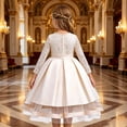 thumbnail image 5 of HAYIMI Child Elegant Lace Girls Party Dress Long Sleeve Satin Bodice Overlay Bow Evening Gown O-Neck Classic Dresses, 5 of 8