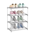 thumbnail image 3 of Zapatero de 4 niveles, organizador de zapatos de acero inoxidable multicapa, estante de almacenamiento para puerta de entrada, azul Almacenamiento y organización del hogar Gris plateado 4 capas Yuarrent HA003484-04, 3 of 6