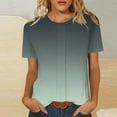 thumbnail image 1 of TIMIFIS Hauts Tendance pour Femmes Chemises Couleur Dégradée Col Rond Été Manches Courtes Chandail Léger Confortable Sortie Vacances Tenue Blouse Hauts, 1 of 7