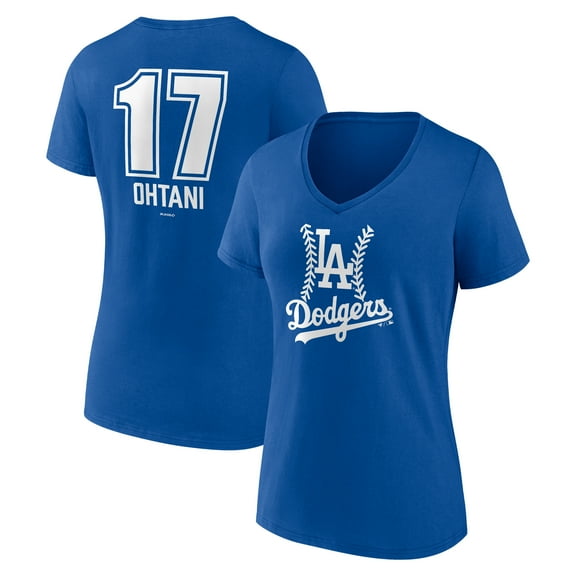 Women's Shohei Ohtani Royal Los Angeles Dodgers Fastball Player Name & Number V-Neck T-Shirt