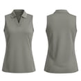 thumbnail image 4 of Domzest Womens Golf Polo Shirts V Neck Sleeveless Workout Tank Tops Collared Tennis Athletic Lightweight Running Shirt Gray XL, 4 of 5