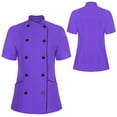 thumbnail image 7 of renvena Women Solid Color Short Sleeve Chef Coat Restaurant Kitchen Caterers Culinary Clothes Purple L, 7 of 7