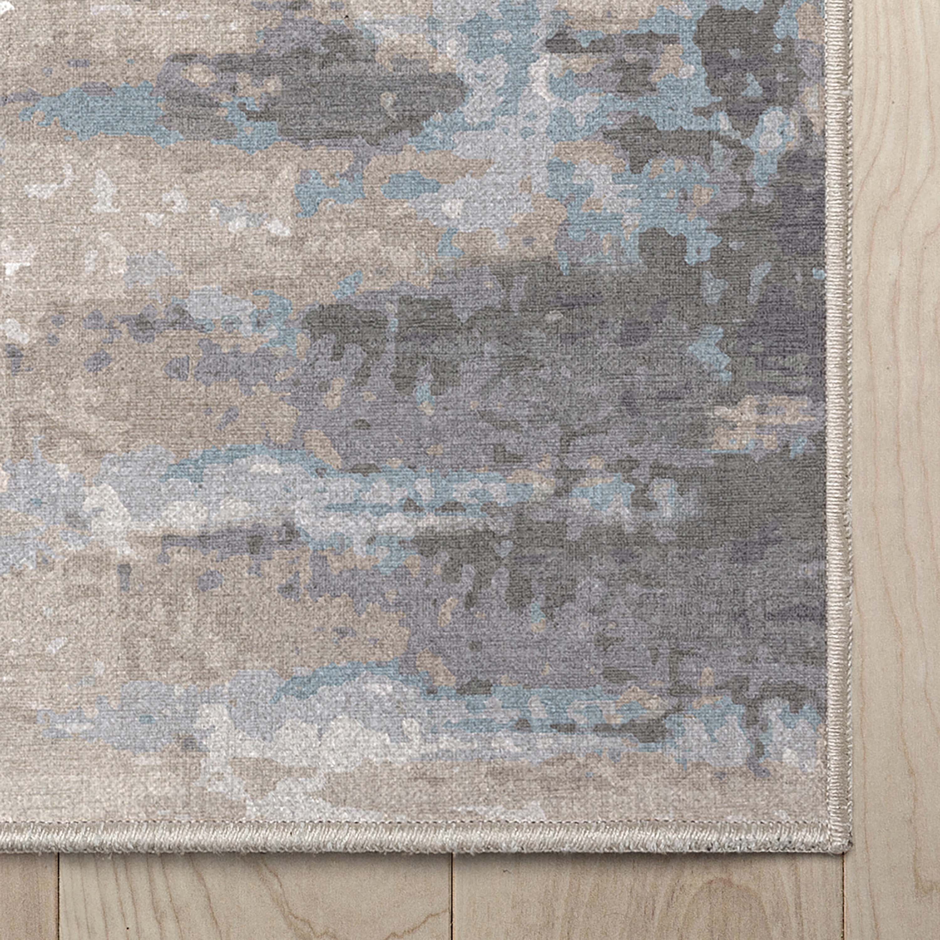 Well Woven Abstract Tuscany Modern Mid-Century Brushstroke Flat-Weave Beige Blue 7'7" x 9'10" Area Rug
