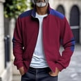 thumbnail image 2 of Men's Corduroy Jacket, Full Zip Patchwork Mock Neck Jackets Fall Winter Loose Mens Sport Coats With Elbow Patches, 2 of 8