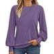 thumbnail image 1 of Blusa de manga larga con cuello redondo y pliegues para mujer - 82 % poliéster, top informal de negocios, 2025, de moda - Tallas S-XXL, 1 of 8