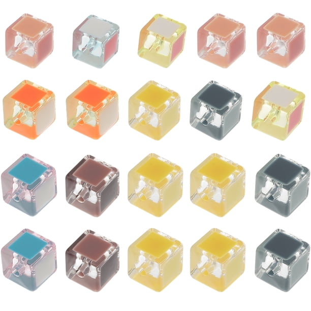 KAKOWELY 20 cuentas acrílicas en forma de cubo para hacer joyas, collares, pendientes y pulseras.