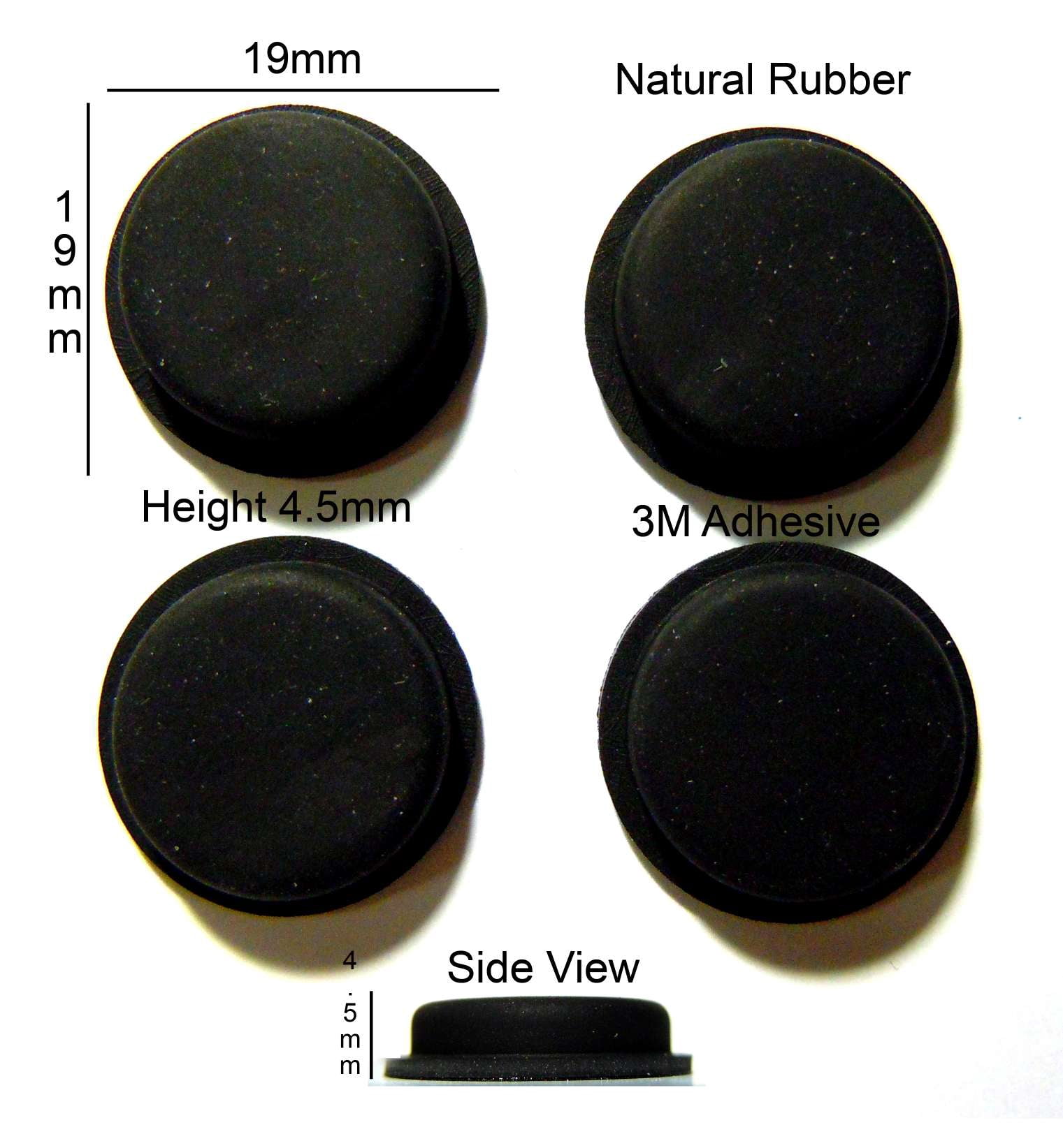 VATH Self Adhesive Rubber Feet Set 19mm(L) x 19mm(W) x 4.5mm(H) 4pcs ...