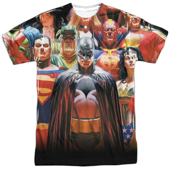 Jla - Wall Of Heroes - Short Sleeve Shirt - X-Large