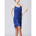 thumbnail image 2 of Doomiva Women's Sequins Tassel Dance 1920s Flapper Cocktail Party Dress Latin Ballroom Dance Dress RoyalBlue M, 2 of 6