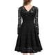 thumbnail image 3 of SAYOO Vestido floral de encaje femenino, falda de manga larga sólida con cuello en forma de V y cintura alta SAYOO  moda, 3 of 6