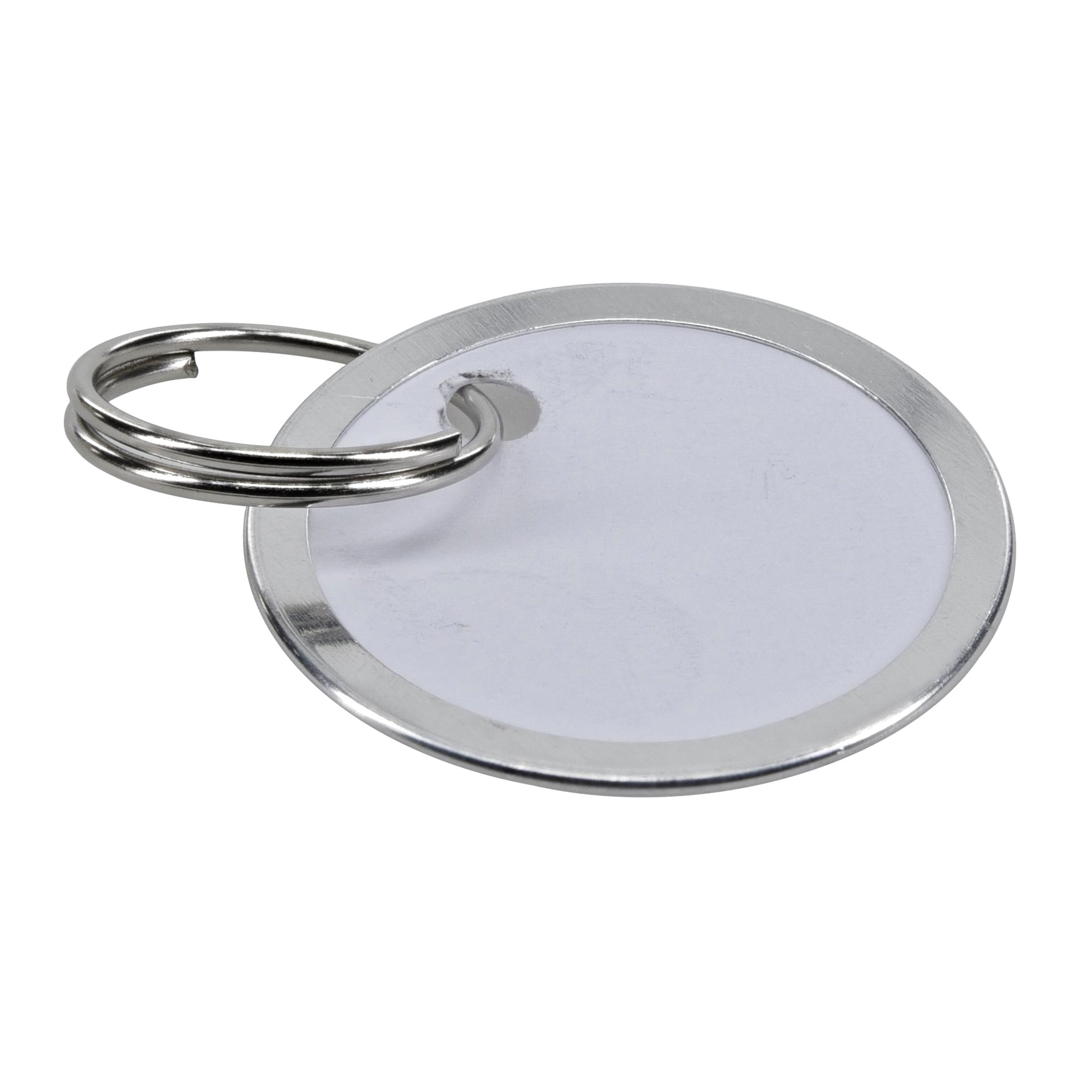 Minute Key 11/4 Metal Rim Paper ID Tags, Attaches to Keychain, White