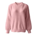 thumbnail image 4 of Harpily Sweaters for Women Crew Neck Long Sleeve Shirts 3D Textured Cable Knit Lightweight Soft Womens Knitted Pullover for Fall Outfits, 4 of 4