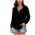 thumbnail image 5 of FAIWAD Womens Knit Tops Dressy Casual Long Sleeve V Neck Button up Shirts Loose Collared Business Work Blouses, 5 of 9