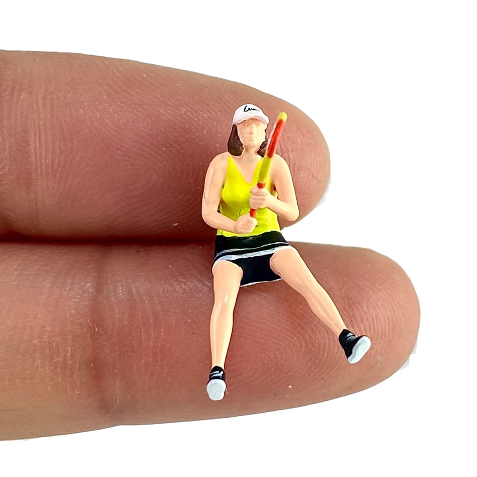 1:64 Scale Hand Painted Resin Figures Miniature People for Dioramas Props,Photography Collector Tennis Player Figure Model