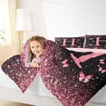 thumbnail image 3 of jejeloiu Pink Personalized Monogram H Twin Comforter Sets For Girls,Chic Glitter Print Initial Design Bedding Set For Kids,Pink Reversible,2pcs, 3 of 7