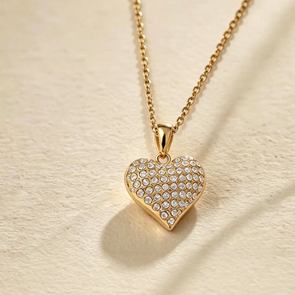 Raqdennia Dainty Love Pendant Necklace with Full Paved Simulated Diamonds Daily Wear Jewelry Gift on Birthday Anniversary Christmas Valentines’ Day Mother’s Day