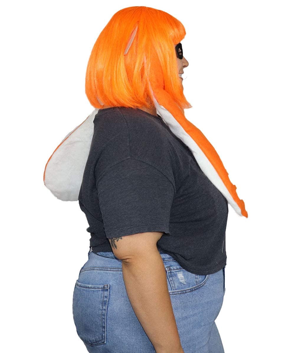 HPO | Women’s Inkling  Wig and Ears with Mask Set | Multiple Colors | Video Game Cosplay Wig | Capless Cap | For Teens and Adults