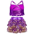 thumbnail image 2 of TTAO Big Girls Two-Pieces Jazz Latin Performance Costume Ballet Dance Dress Crop Top with Skirt Culottes Purple 8, 2 of 3