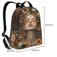 thumbnail image 4 of Lsque Whimsical Flower Crown Maiden Pattern Backpack – School Travel Canvas Daypack with Ergonomic Padded Straps, Multiple Compartments & Leather Handle, 4 of 5