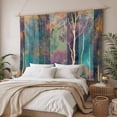 thumbnail image 3 of Forest Oil Painting Large Tapestry for Bedroom Wall Hanging Tapestry, Modern Geometric Abstract Art Ceiling Backdrop Tapestries Poster Blanket Wall Decor for Teens Room Living Room Dorm 85" x 90", 3 of 8
