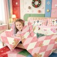 thumbnail image 3 of Manfei Vintage Santa Sleigh King Size Comforter Sets,Merry Xmas Comforters King Size,Pink Reversible,3pcs,1 Comforter and 2 Pillowcases, 3 of 7