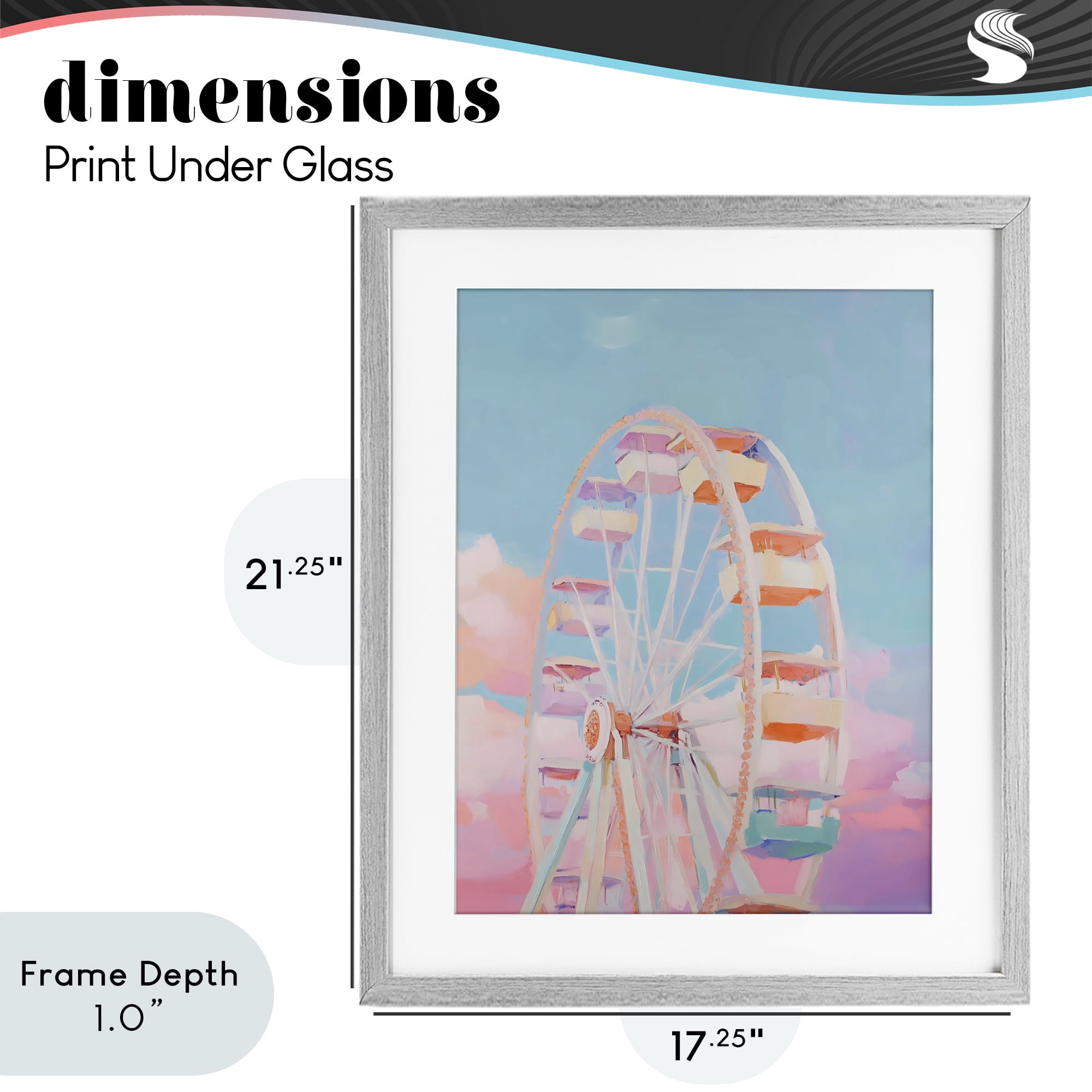 Stupell Industries Ferris Wheel & Cotton Candy Sky Gray Framed Print Under Glass, design by The Prints Vibe