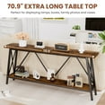 thumbnail image 4 of 70.9 Inch Extra Long Sofa Table, Industrial Entryway Table with 2 Tier Storage Shelves, Console Table Behind Sofa for Hallway, Living Room, Brown, 4 of 8
