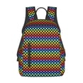 thumbnail image 1 of Disketp Rainbow Chequerboard Mochila Ligera e Impermeable, Mochila de Día Resistente para Viajes, Senderismo y Uso Diario para Hombre y Mujer, 1 of 7