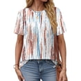 thumbnail image 5 of Fantaslook Womens Summer Tops Dressy Casual Short Sleeve Shirts Crew Neck Tunic Floral Blouses, 5 of 9