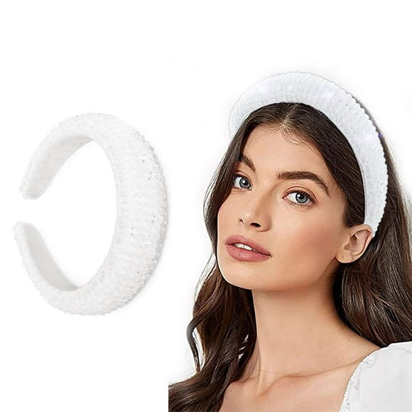 Incredible Glitter Rhinestone Padded Headband Wide Bejeweled Head Band Crystal Diamond Hairband Party Hair Accessory for Women(White) White that offer great value. Get yours today!