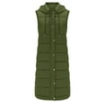 thumbnail image 4 of DuoJiaJ Womens Long Winter Coat Vest With Hood Sleeveless Warm Down Loose Coat With Pockets Quilted Vest Down Quilted Outdoor Coat Womens Warm Winter Coat Green M, 4 of 4