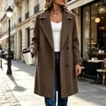 thumbnail image 2 of MaFYtyTPR Women's Thicken Wool Coat Lapel Collar Button Down Mid-Length Casual Solid Outerwear with Pockets Z-Khaki M, 2 of 7