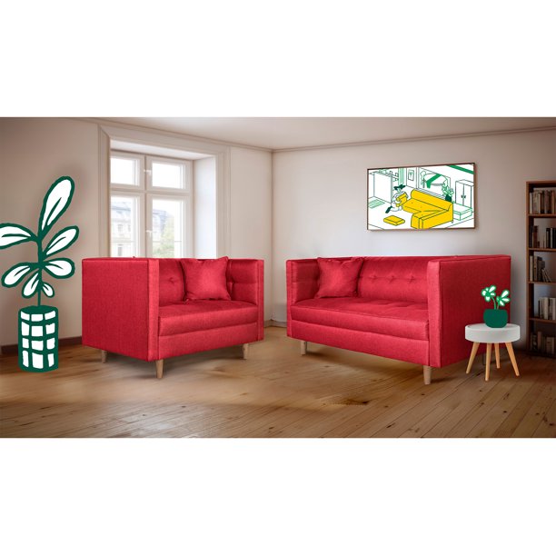 Sofá 3-2 Makora Lino Rojo Modelo Milliani