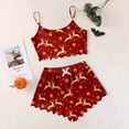thumbnail image 3 of YuYuBao Womens Pajamas Sets Christmas Cartoon Deer Print Shorts Lace Trim Cami Top Shorts Sleepwear Pajamas Sets, 3 of 4