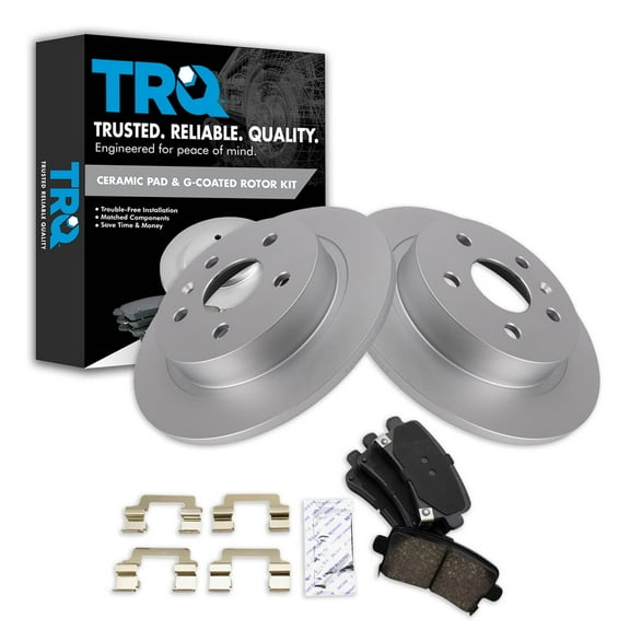 TRQ Rear Brake Pad & Rotor Kit Brake Pads Brake Rotor Ceramic Premium G-Coated Fits Select 2012-2016 Buick LaCrosse 2011-2017 Regal 2013-2015 Chevrolet Malibu 2016 Malibu Limited