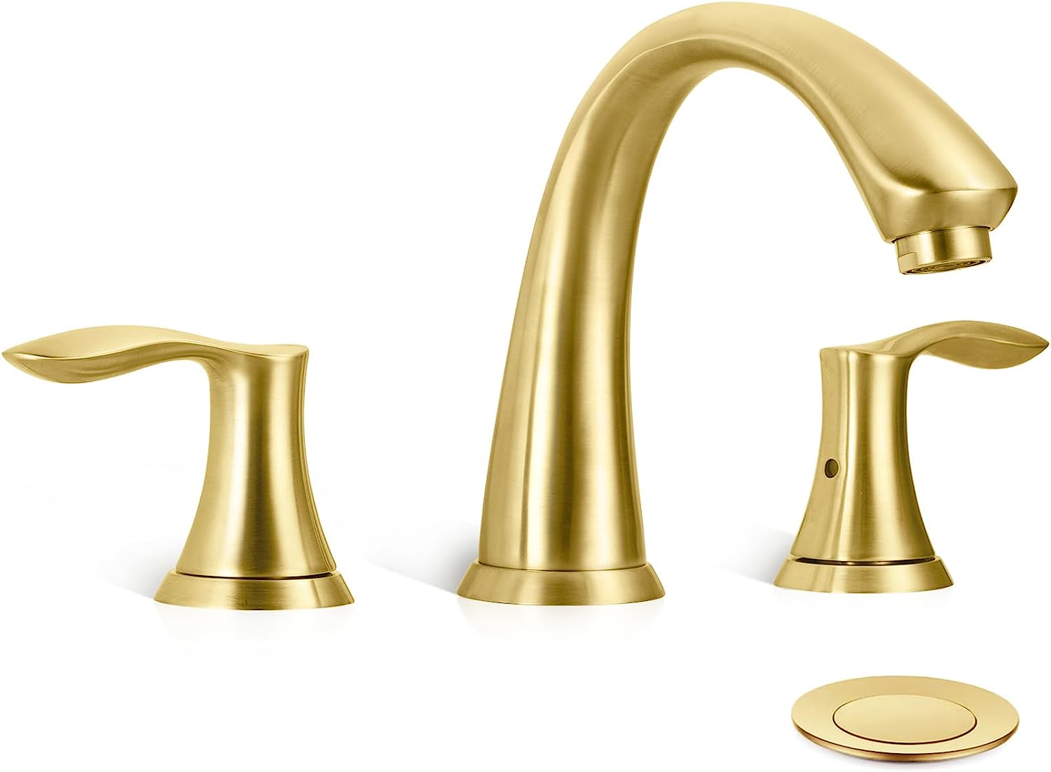 Brushed Gold Bathroom Faucet 3 Hole, BOLLESI 8 Inch Widespread Bathroom