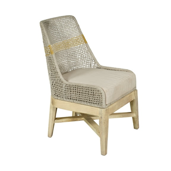 Avira Dining Chair | Handcrafted Mango Wood | Cotton Rope Weaving | Beige Cushion