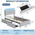 thumbnail image 2 of YUSAZENS Twin Size Velvet Upholstered Bed Frame with LED Light, MDF Structure 2 Underbed Storage Drawers, Floor Standing Soft Platform Bed No Box Spring Needed,  Gray, 2 of 9